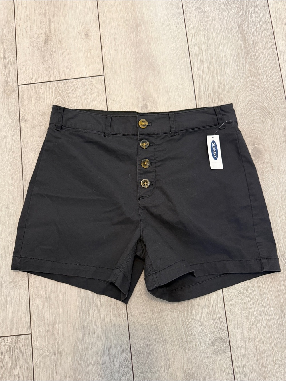 Old Navy Black High-Waist Button-Front Shorts